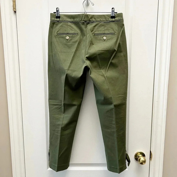 Banana Republic Avery Pant  Straight Leg Ankle Tie Cropped Chino Green 0 Short - Picture 4 of 16